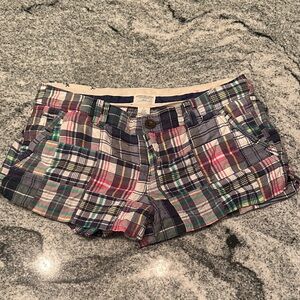 American Eagle Outfitters Plaid Multicolor Patchwork Jean Shorts